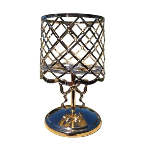 Bath & Body Works Gold Lattice Candle Holder with Bow - Picture 2 of 3